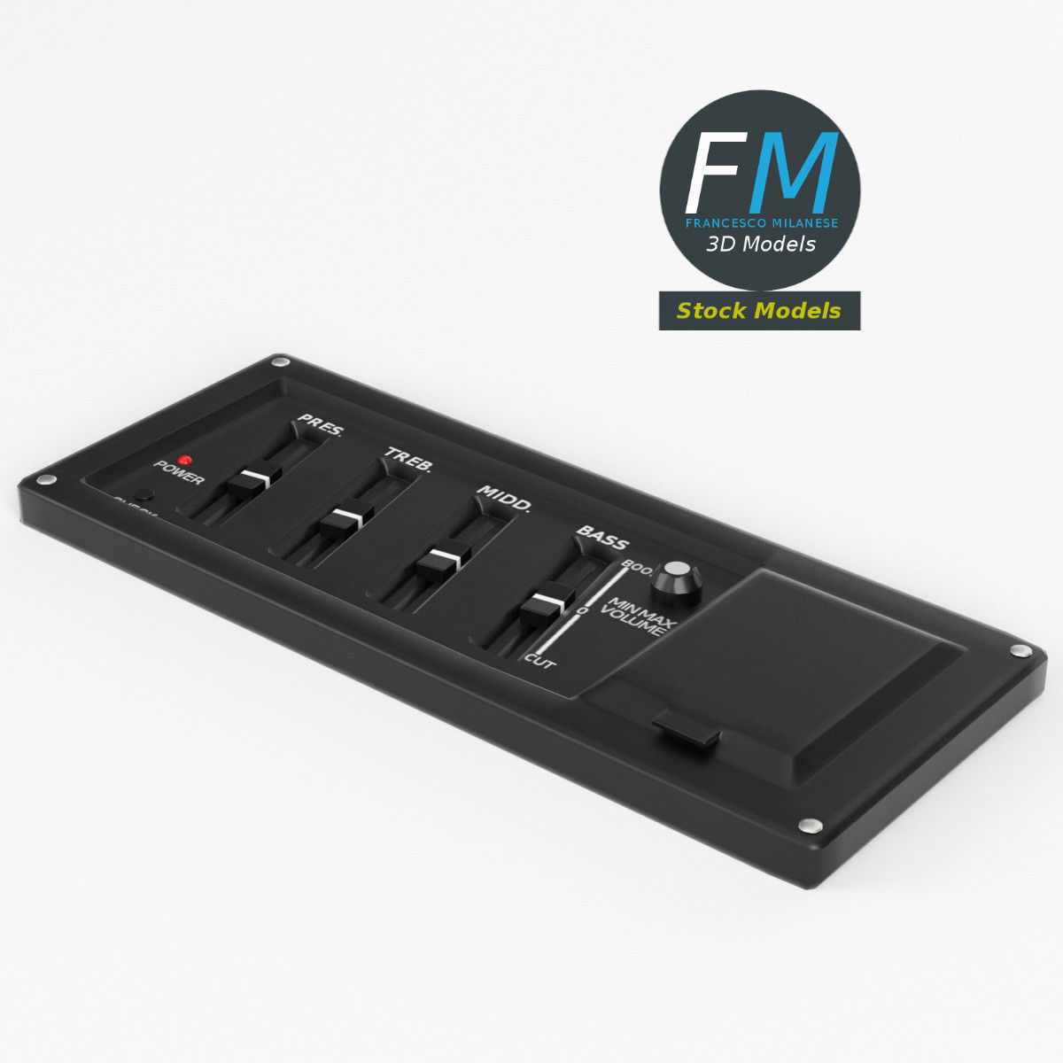 Guitar equalizer control panel 3D model_2