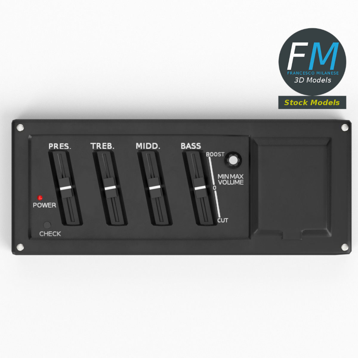 Guitar equalizer control panel 3D model_6