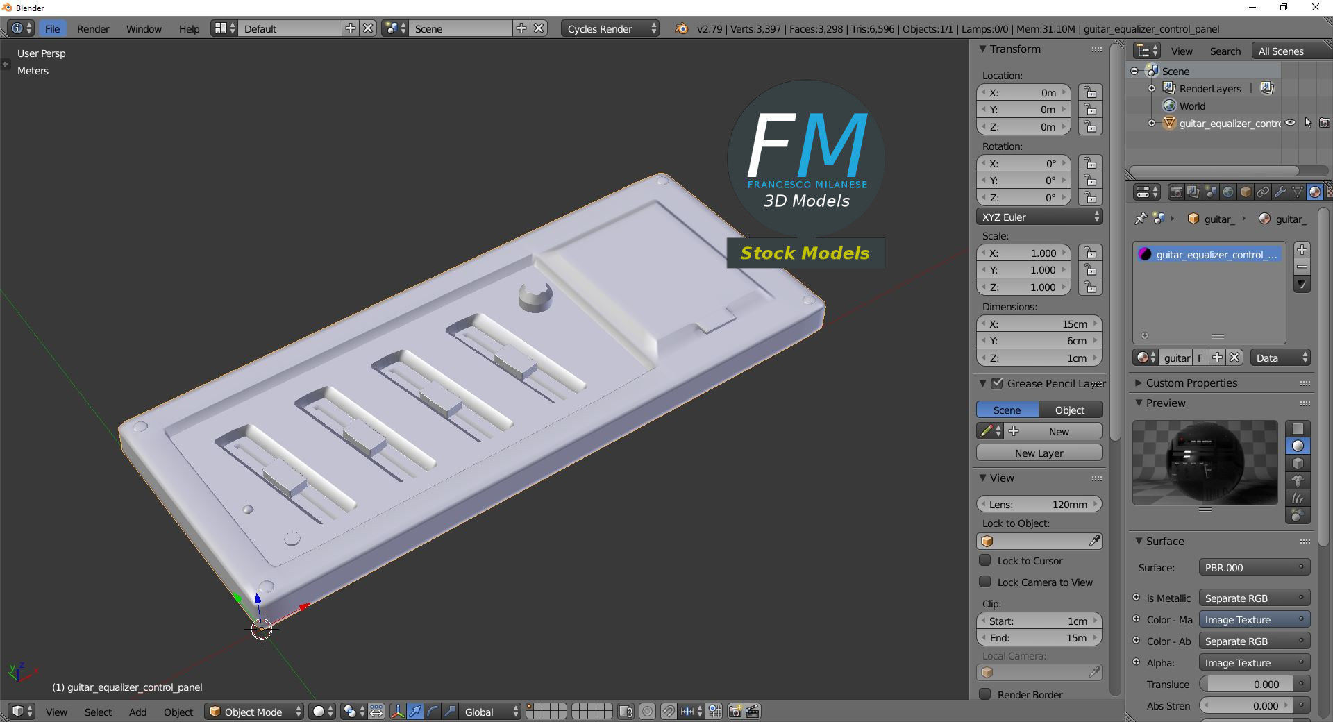 Guitar equalizer control panel 3D model_9