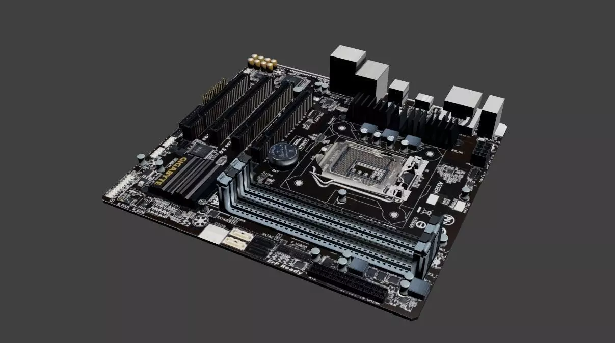 Gigabyte B85M-D3H Motherboard 3D model_0