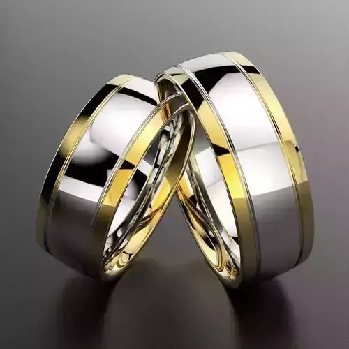 Duo-Tone Wedding Rings Set - RW0193-1
