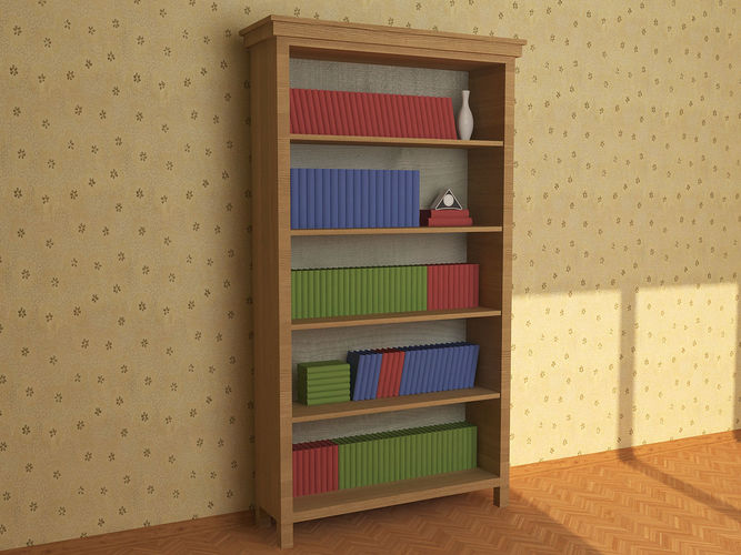 Wooden Bookshelf 05 Low-poly 3D model