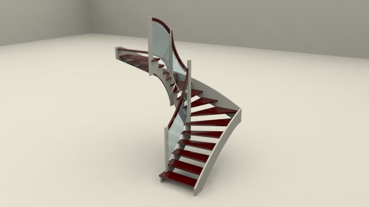 stairs-65 spiral staircase Low-poly 3D model_4
