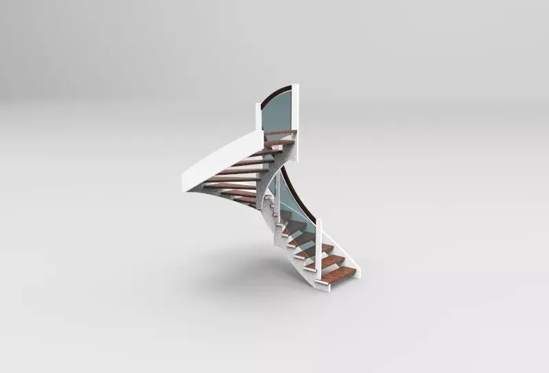 stairs-65 spiral staircase Low-poly 3D model_0