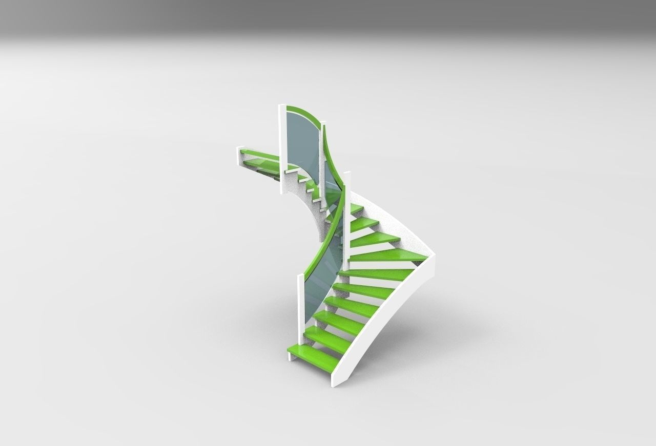 stairs-65 spiral staircase Low-poly 3D model_3