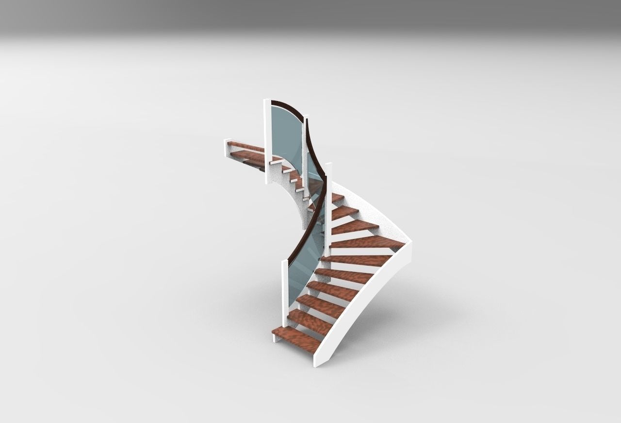 stairs-65 spiral staircase Low-poly 3D model_2