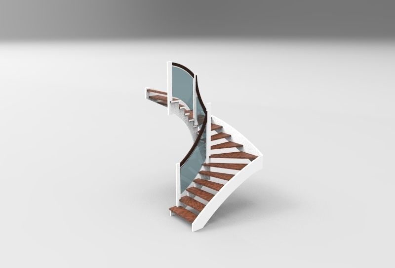 stairs-65 spiral staircase Low-poly 3D model_1