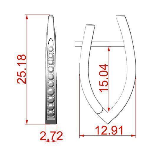 Earrings two gold hoop with diamonds 3D print model_5