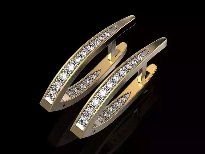 Earrings two gold hoop with diamonds