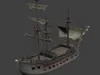3D model Battle-Scarred Wooden Pirate Galleon 3D Model VR / AR / low ...
