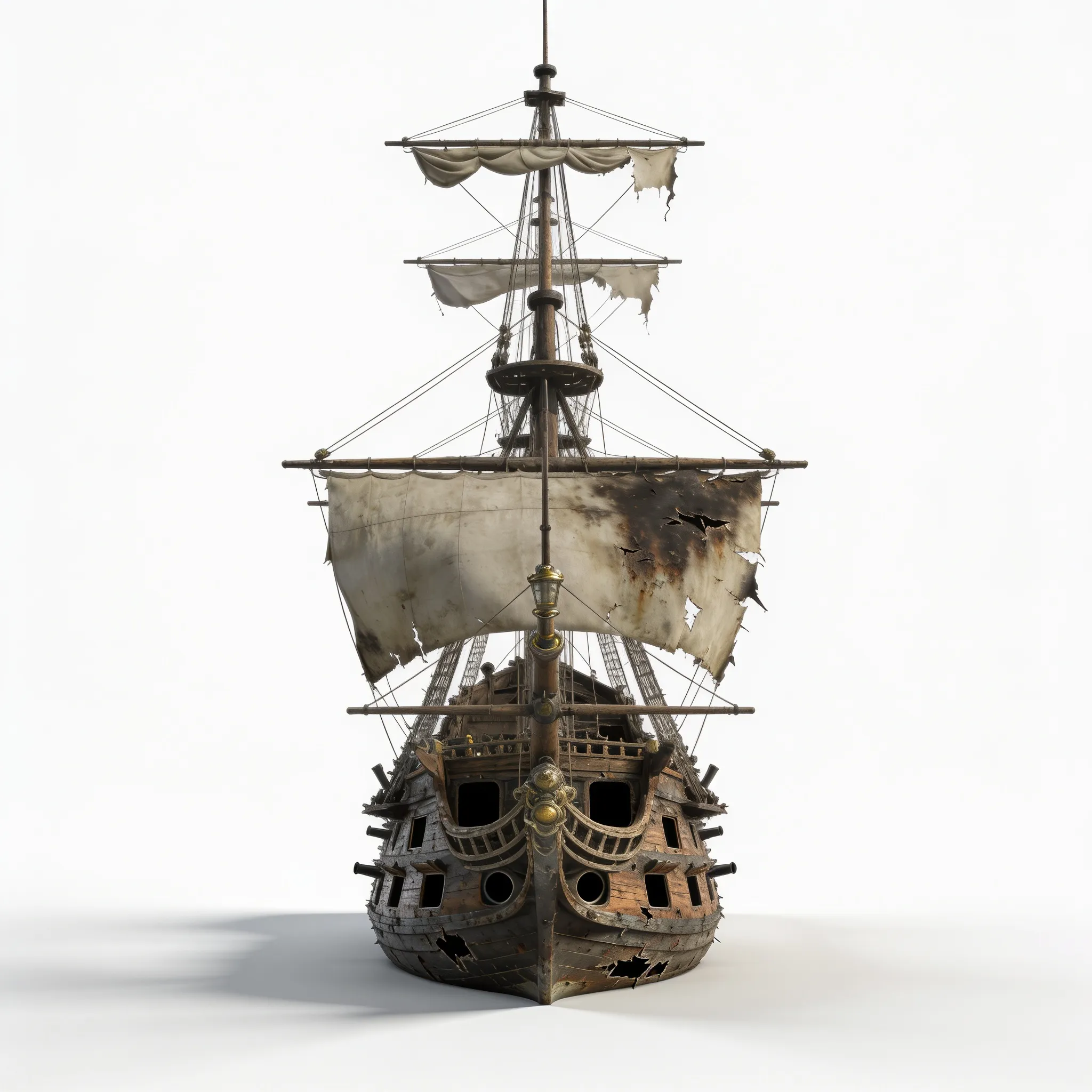 3D model Battle-Scarred Wooden Pirate Galleon 3D Model VR / AR / low ...