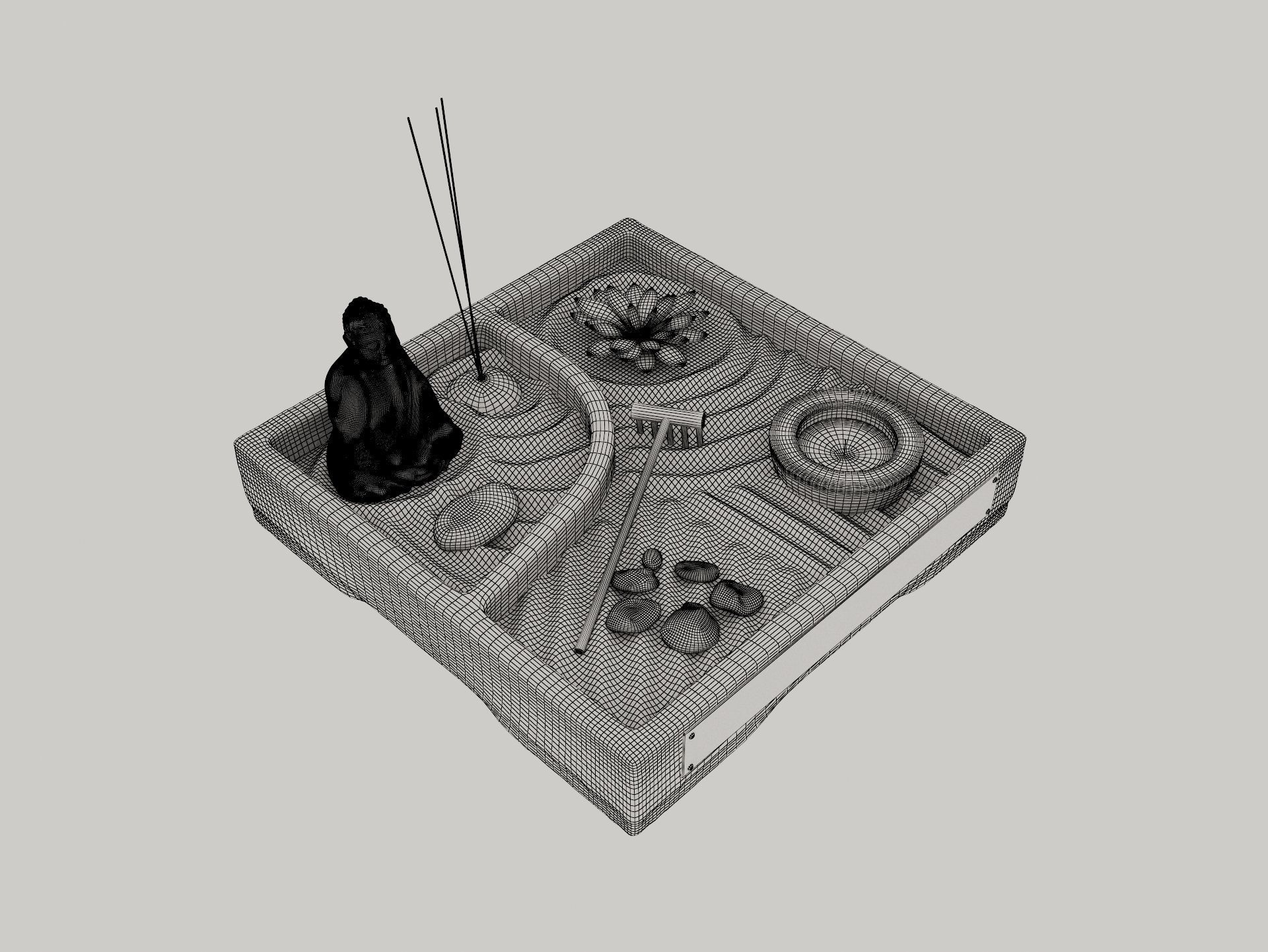 Miniature Zen Garden 3D model_9