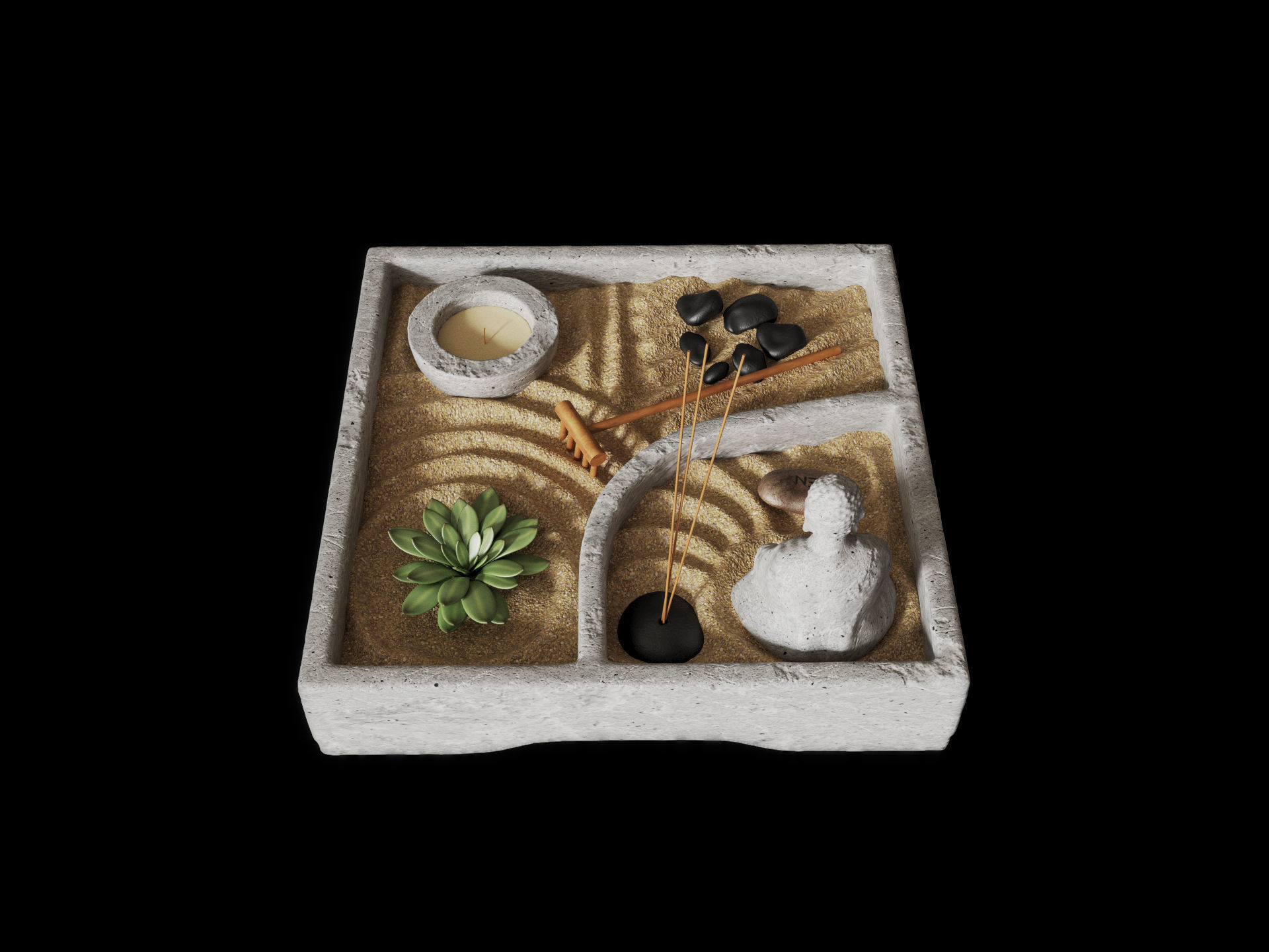 Miniature Zen Garden 3D model_5