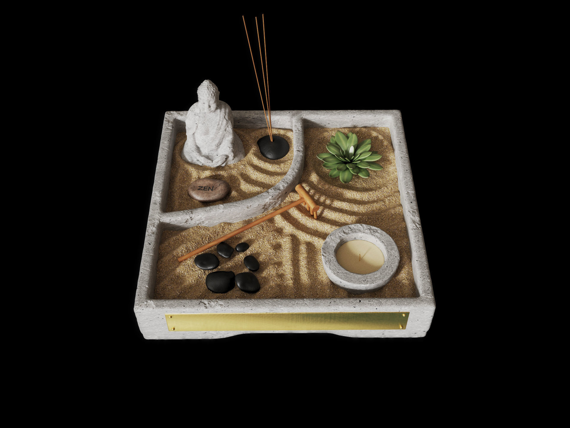 Miniature Zen Garden 3D model_1