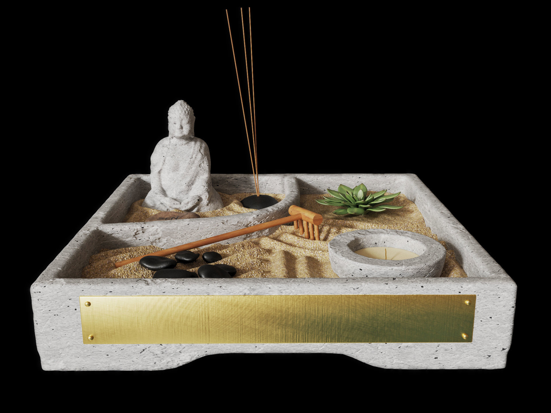 Miniature Zen Garden 3D model_8