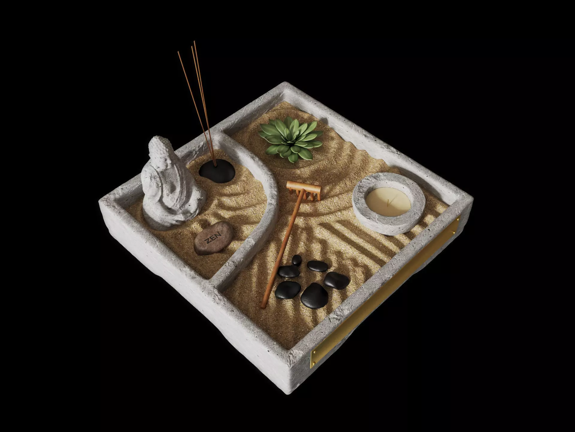 Miniature Zen Garden 3D model_0