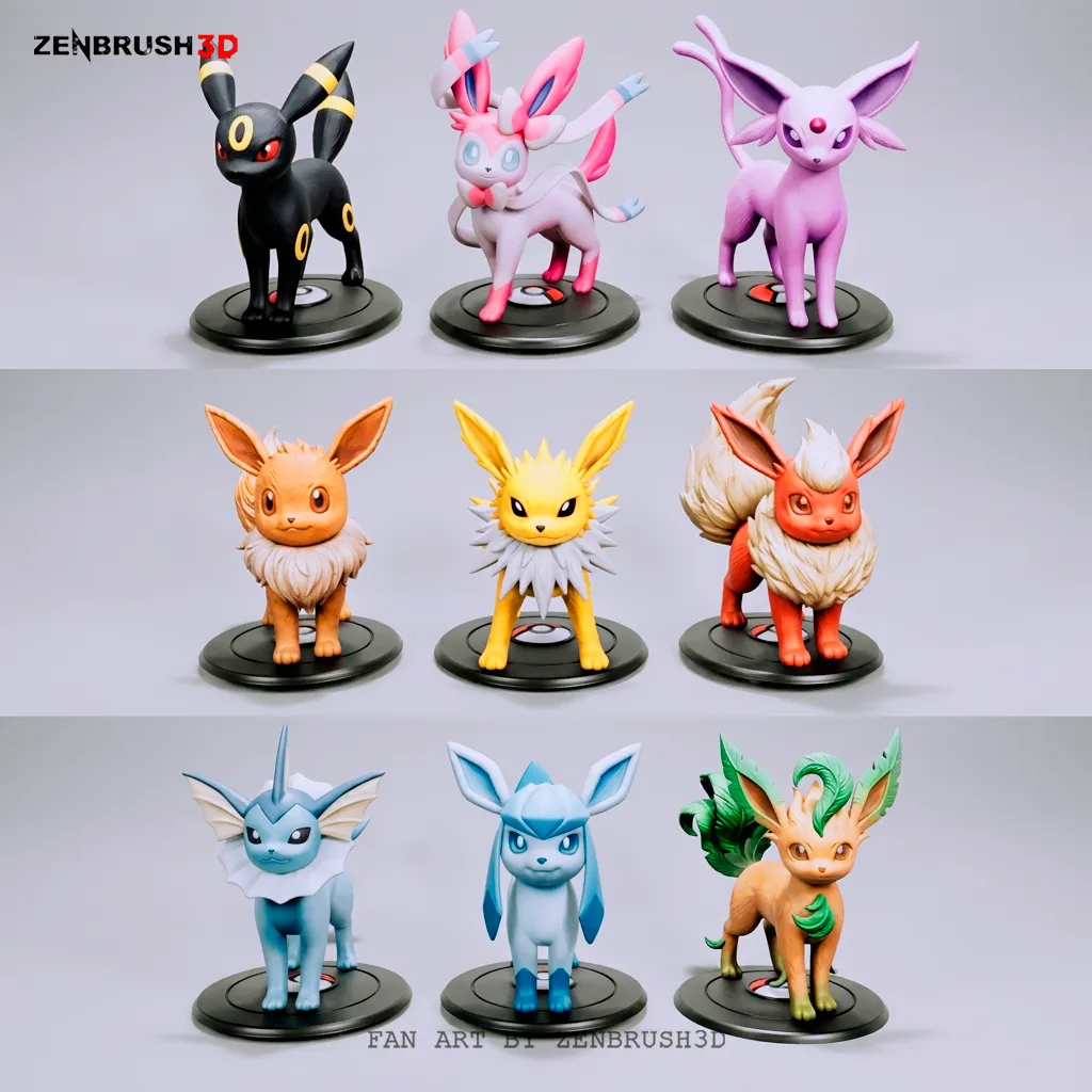 Complete Eevee Evolution - Pokemon - STL 3D PRINT 3D print model