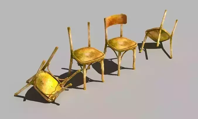 Old chair 2 Low-poly 3D model