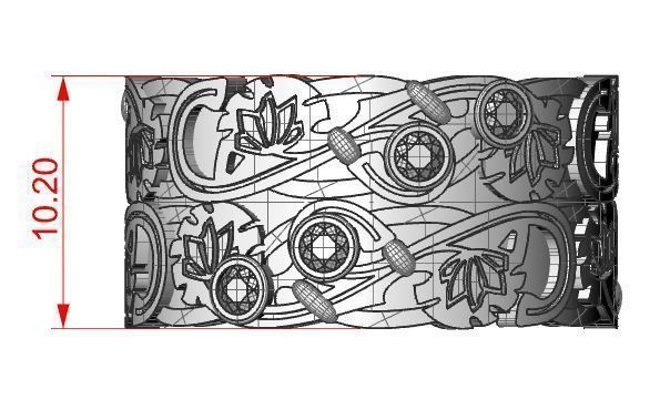 Ring with 4 stones 3D print model_6