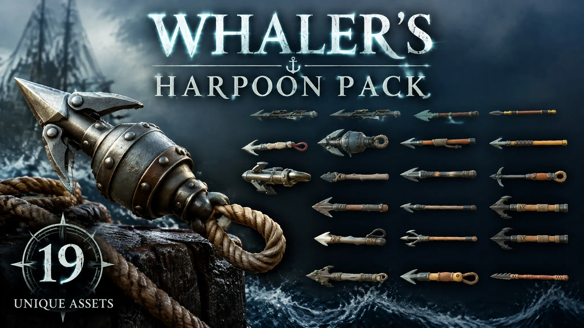 Whalers Harpoon Pack Low-poly 3D model