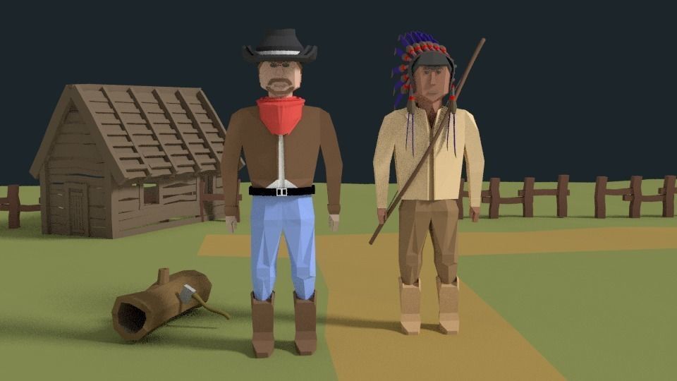 Western Scene Assets Low-poly 3D model_6