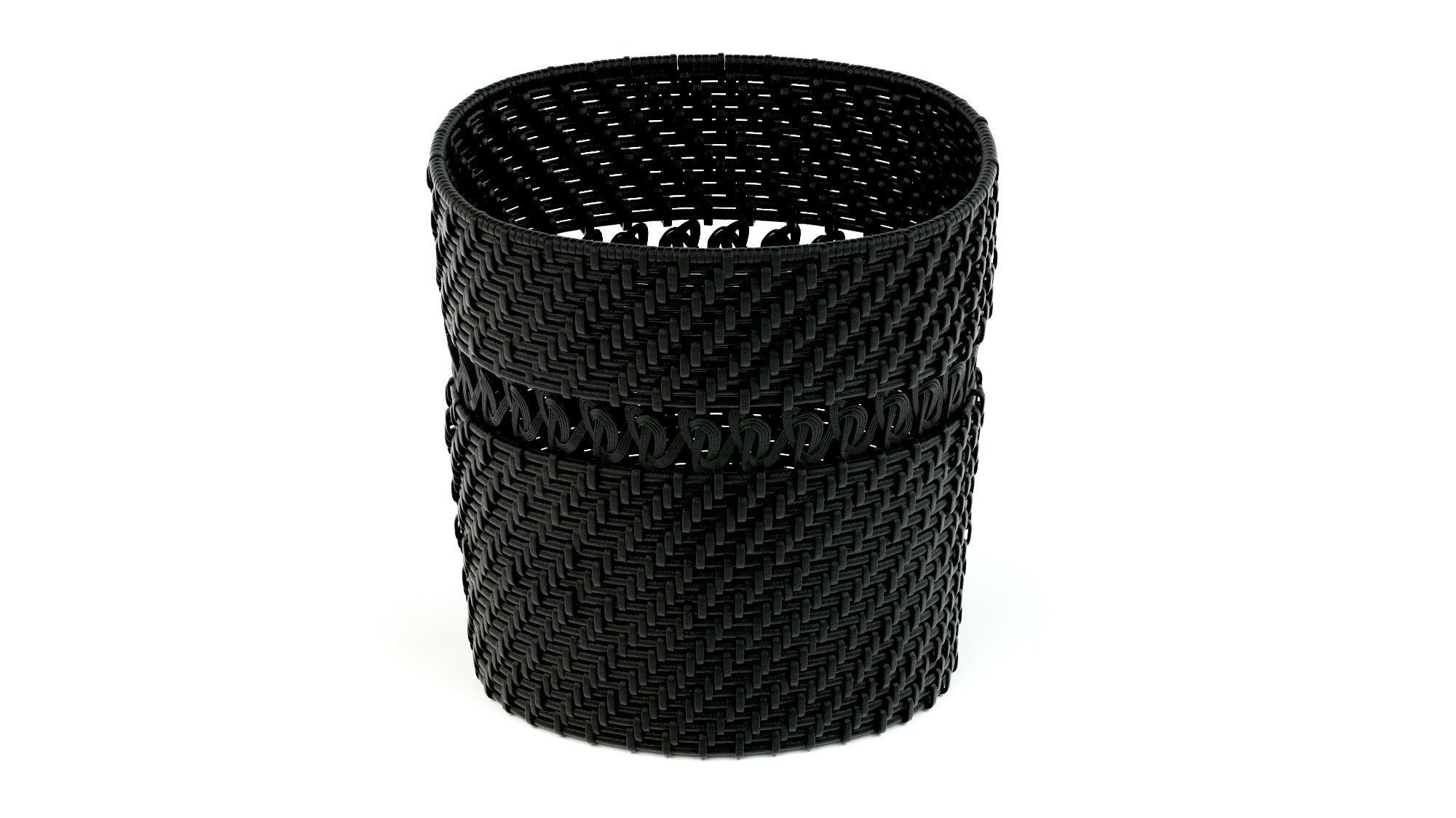 Tahiti Counter Top Accessory Cane Weaved Oval Waste Basket 3D model