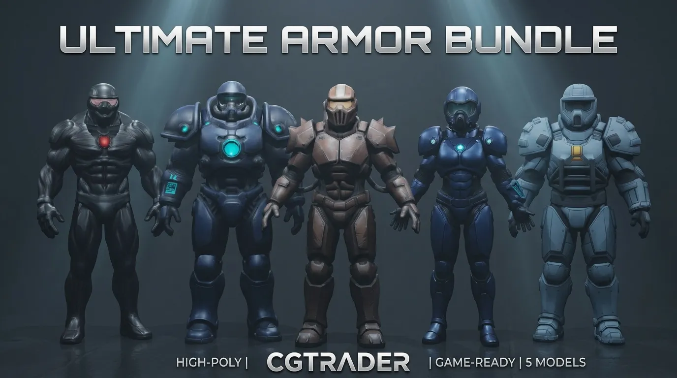 3D Model Pack Ultimate Armor Bundle - 5 Character Models 3D Complete ...