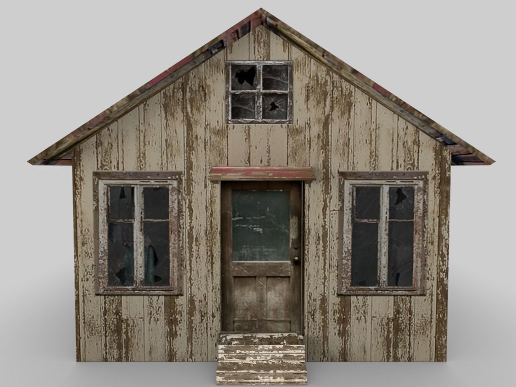 Old Abandoned Cottage Free low-poly 3D model_1