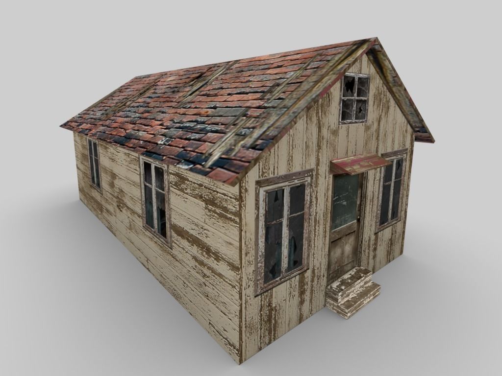 Old Abandoned Cottage Free low-poly 3D model_2