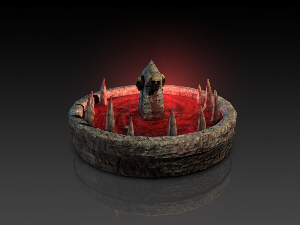 Blood fountain with skulls animated Low-poly 3D model_3
