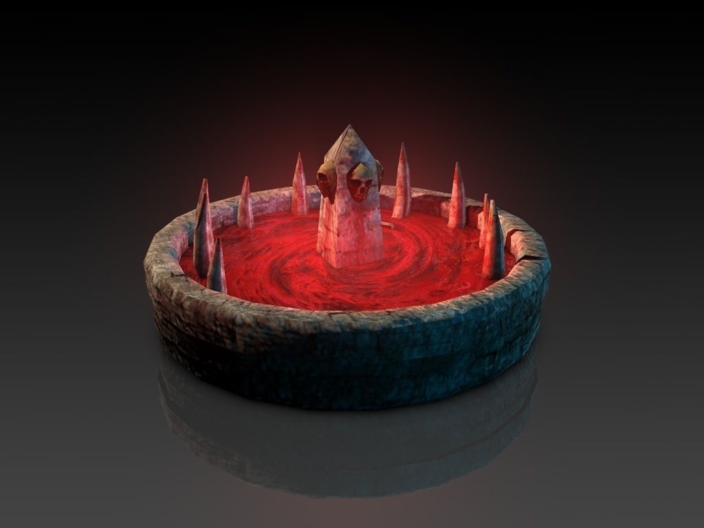 Blood fountain with skulls animated Low-poly 3D model_2