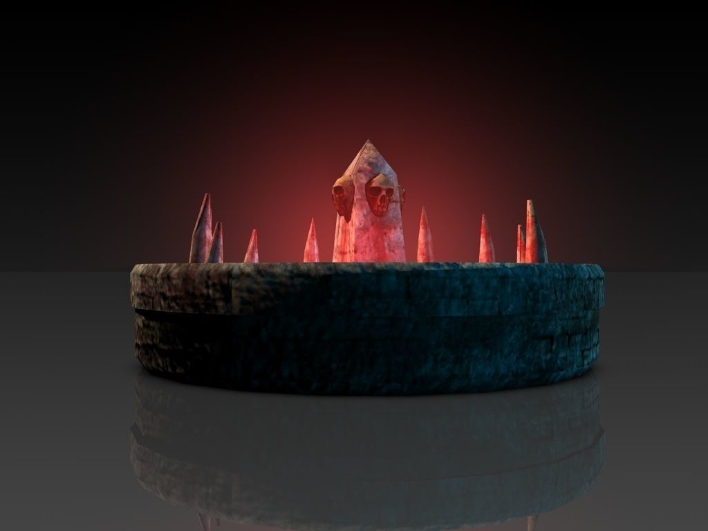 Blood fountain with skulls animated Low-poly 3D model_1