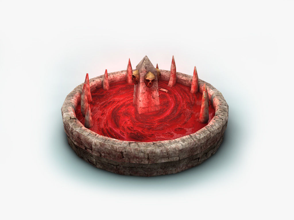 Blood fountain with skulls animated Low-poly 3D model_7