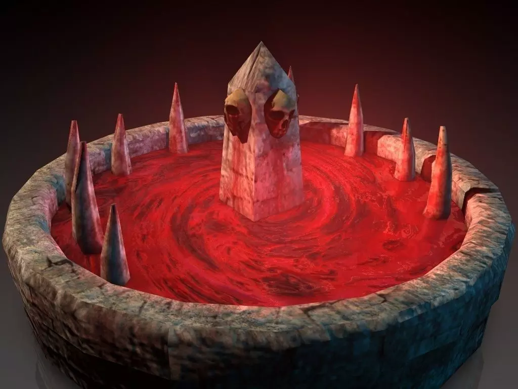 Blood fountain with skulls animated Low-poly 3D model_0
