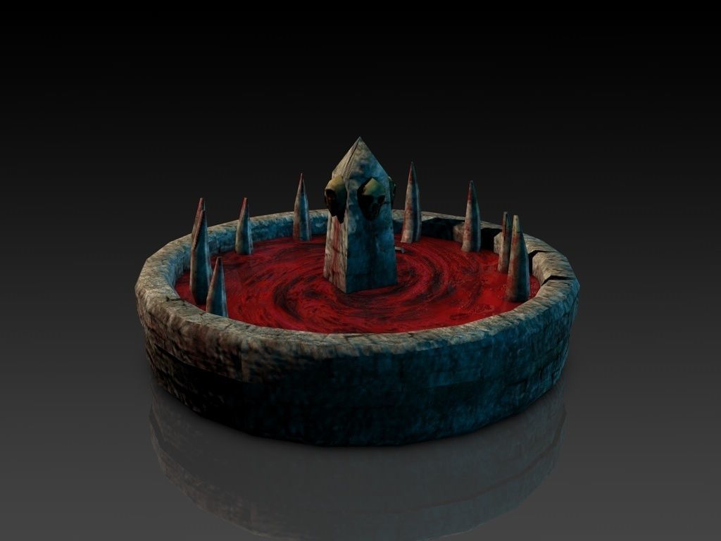 Blood fountain with skulls animated Low-poly 3D model_5