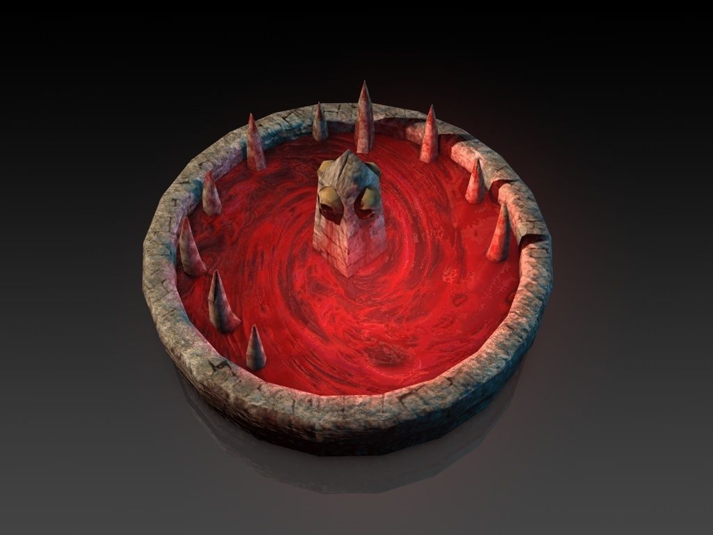 Blood fountain with skulls animated Low-poly 3D model_4