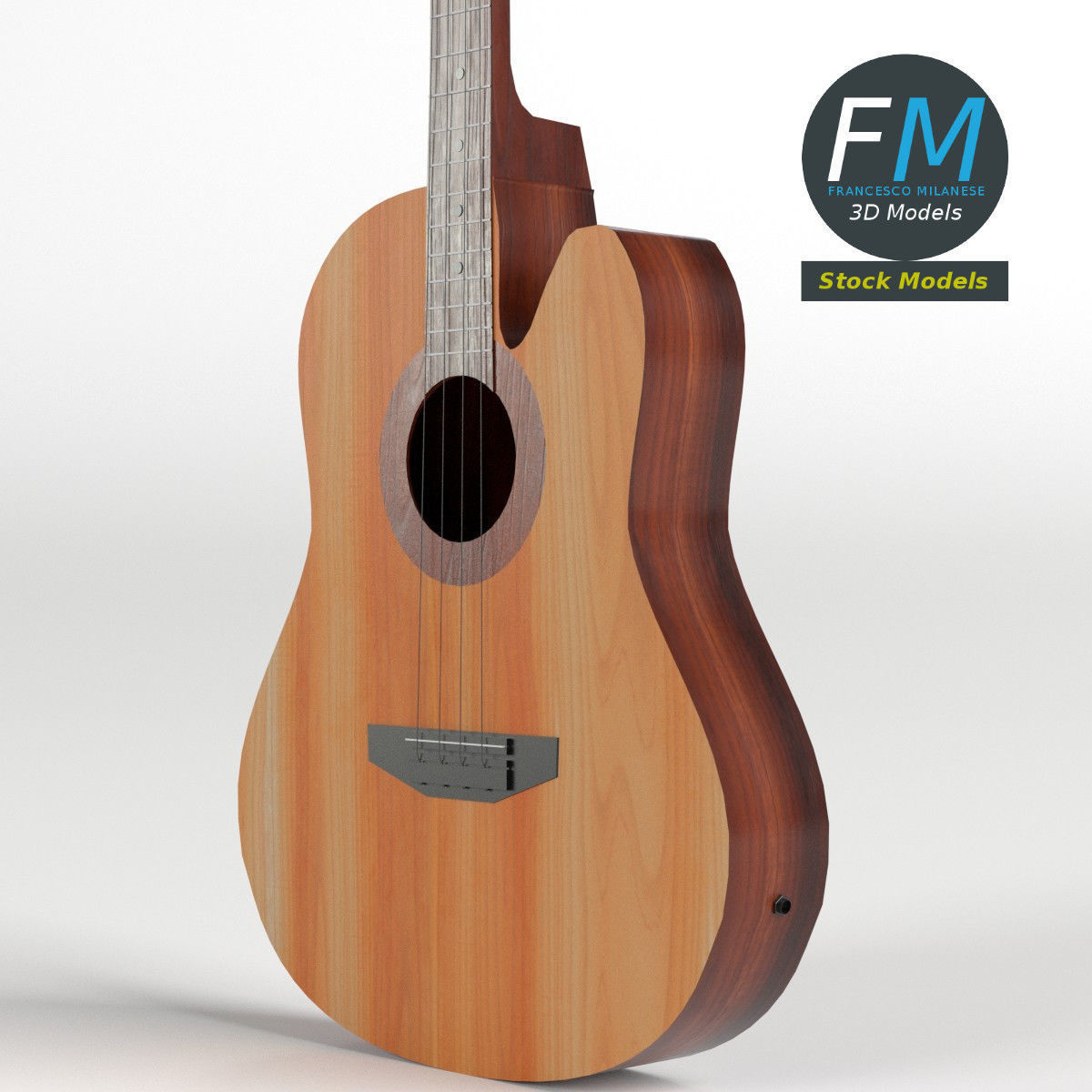 Acoustic Bass Guitar 3D model_3