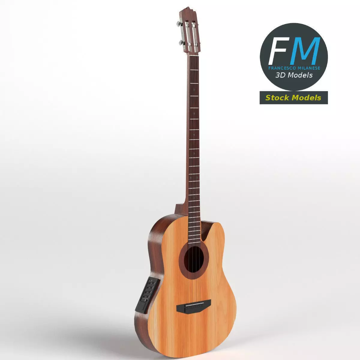Acoustic Bass Guitar 3D model_0