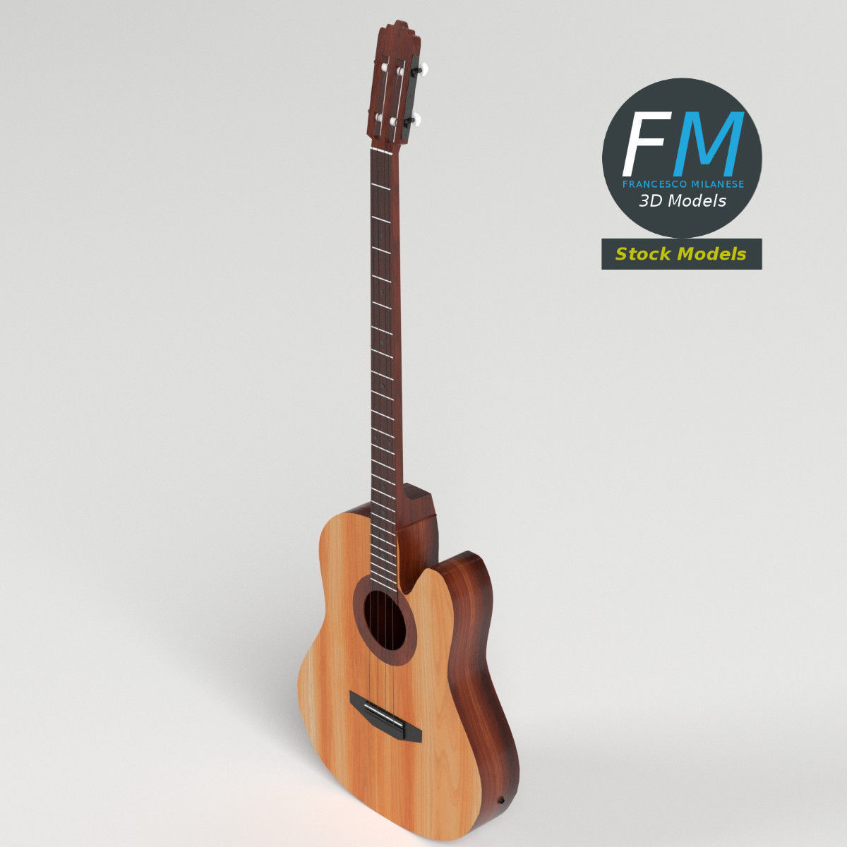 Acoustic Bass Guitar 3D model_2