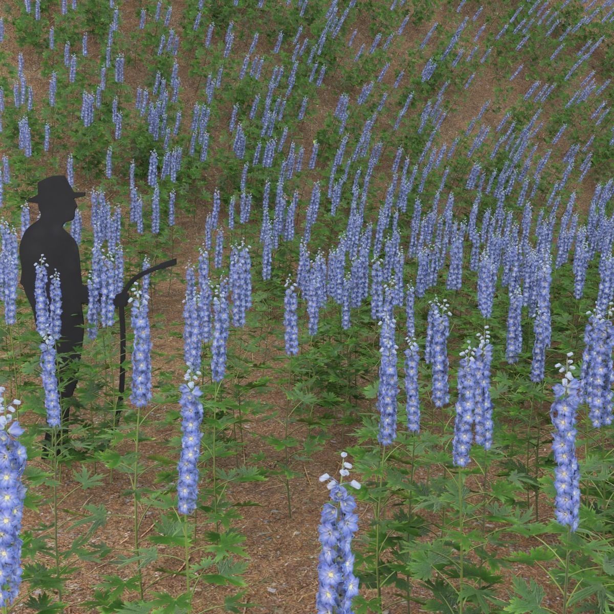 Delfinium universal plant Low-poly 3D model_2