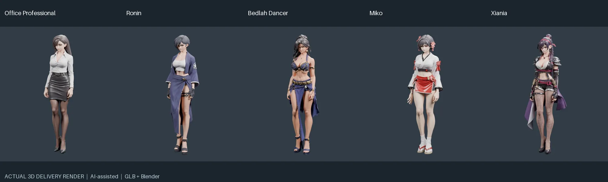 Sakura - Five Rigged Stylized Characters - High Detail 3D model