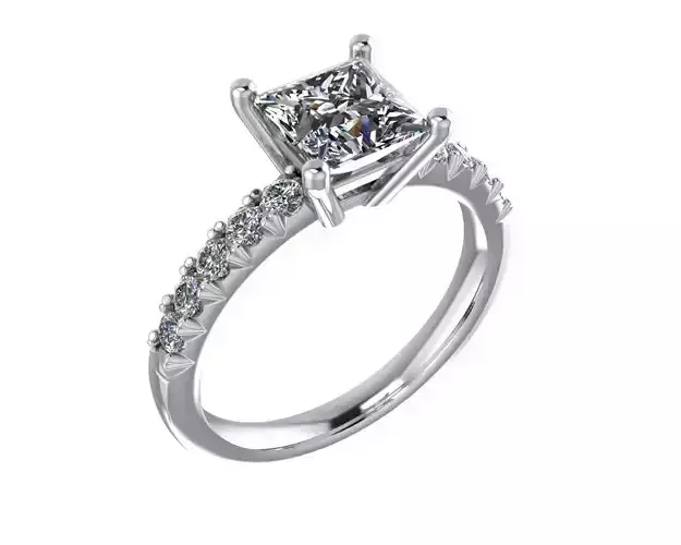 Ring princess cut diamond engagement 3D print model