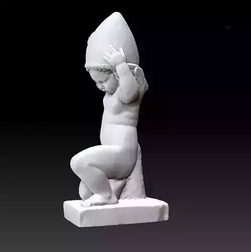 eros with helmet statue 
