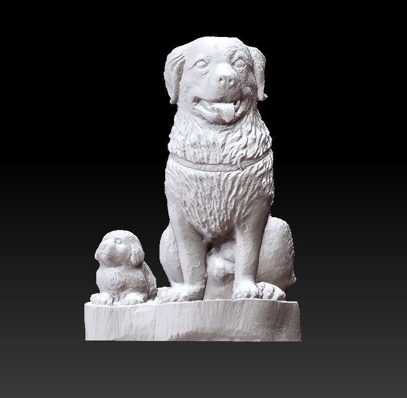 dogs statue 3D print model_2