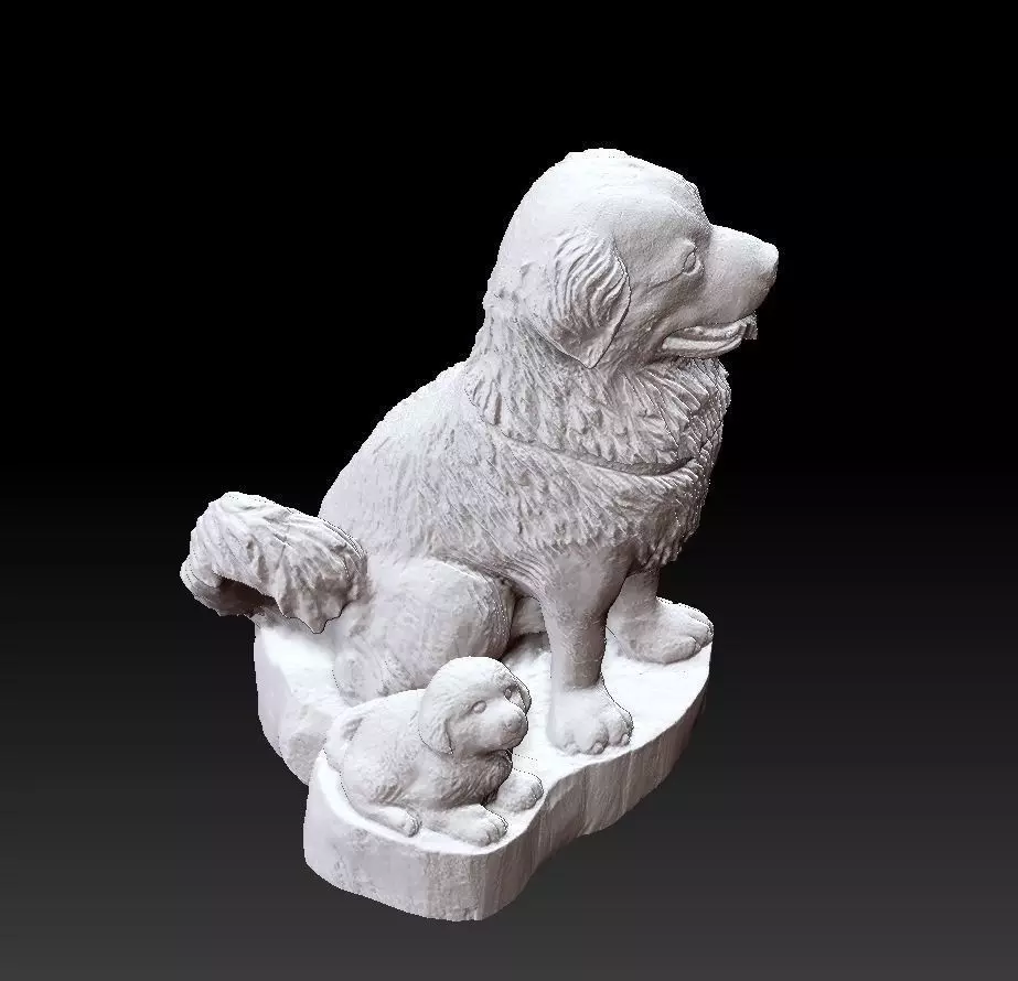 dogs statue 3D print model_0