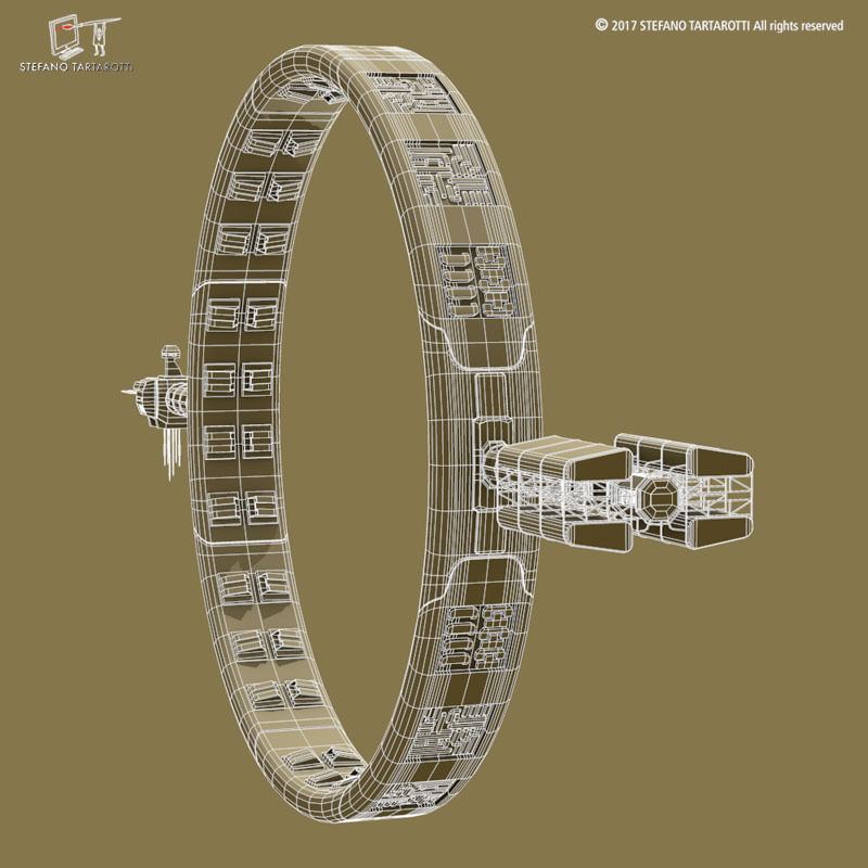 Stargate with sci-fi shuttle 3D model_10