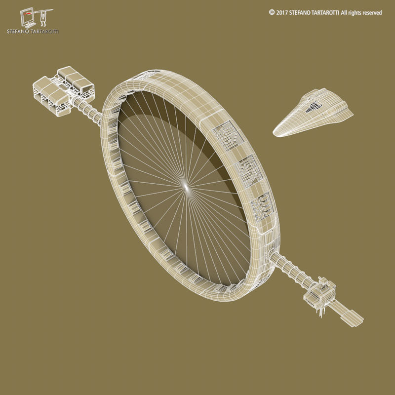 Stargate with sci-fi shuttle 3D model_7