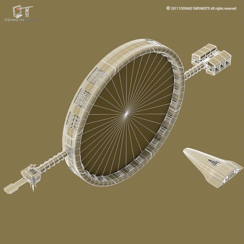 Stargate with sci-fi shuttle 3D model_9