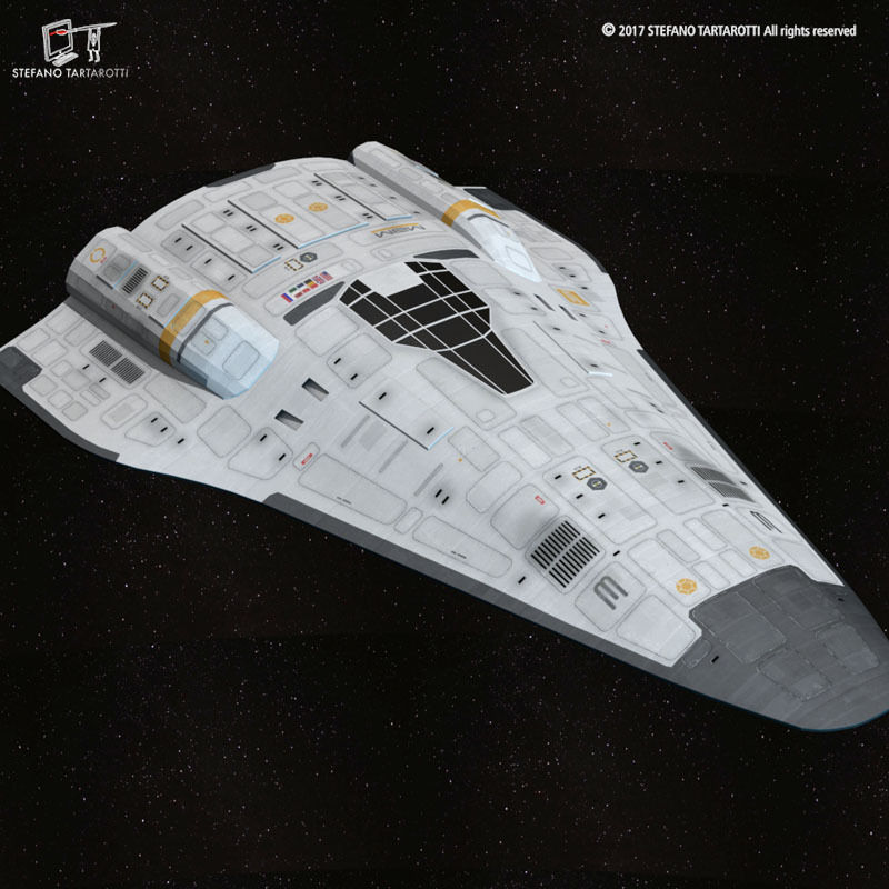 Stargate with sci-fi shuttle 3D model_6