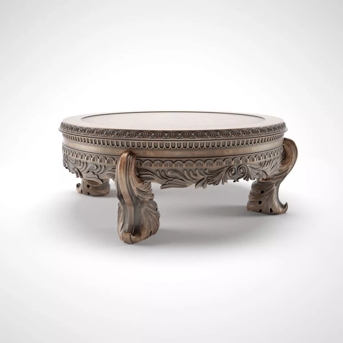 carved round table 3D model_0